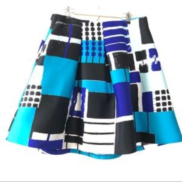 Lane Bryant Blue Geometric Circle Skirt w/Pockets - Picture 2 of 5